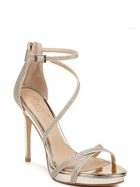 Jewel Badgley Mischka Galen Platform Glitter Evening Sandals – Size 9